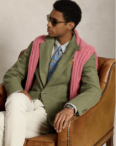 Polo Ralph Lauren Heritage Icons — olive tweed jacket, leather armchair