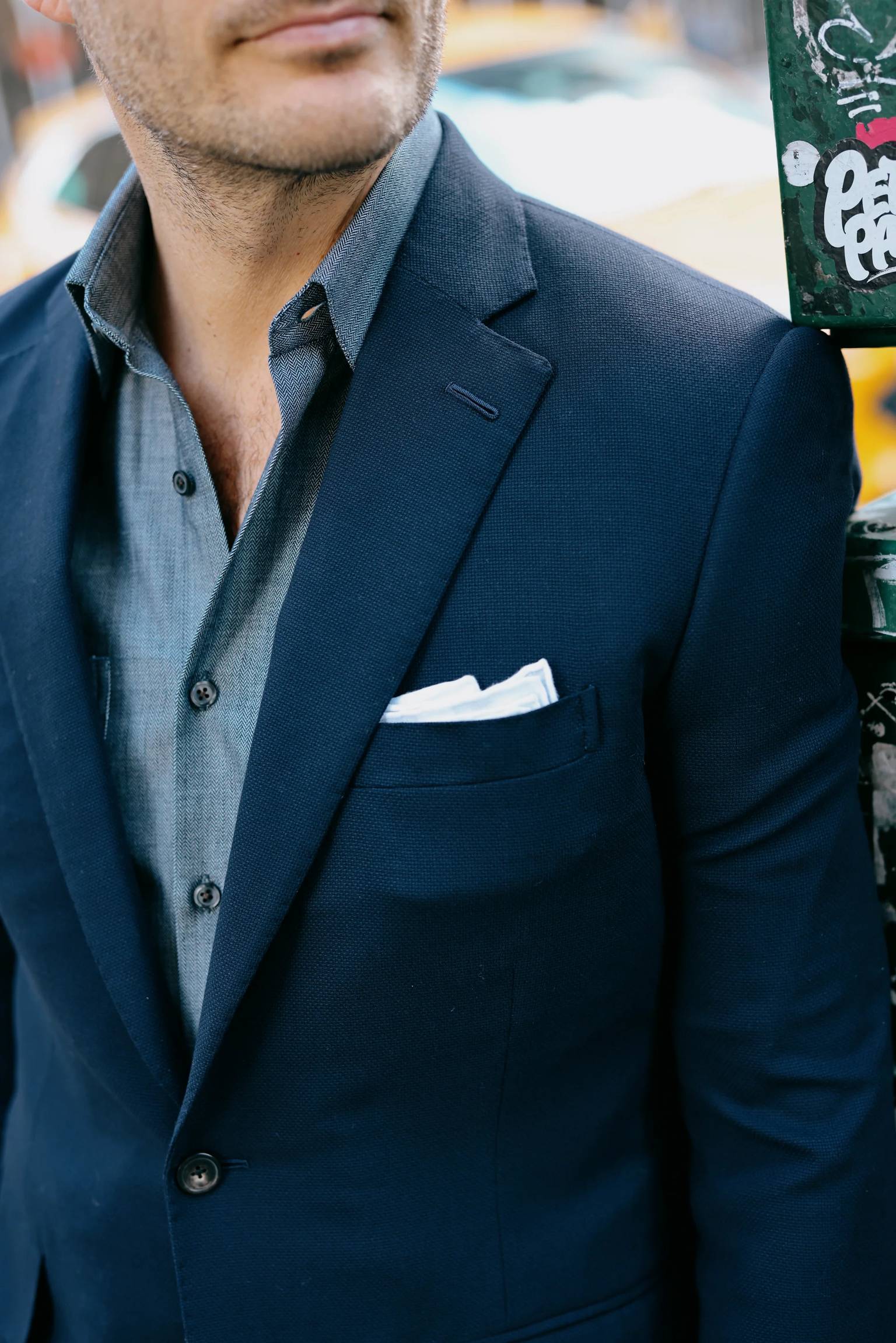 Linen jacket and pocket square